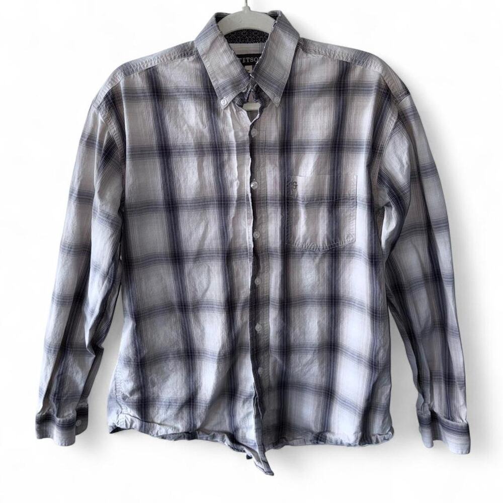 Stetson grey plaid button up